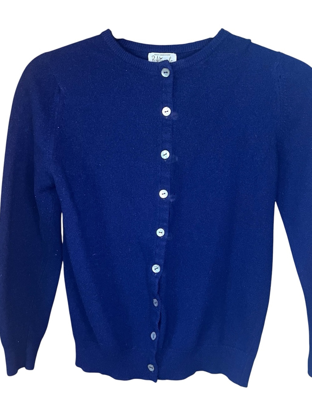 Vintage B. Altman & Co. Made in Scotland navy blue cashmere cardigan  Sz S-M